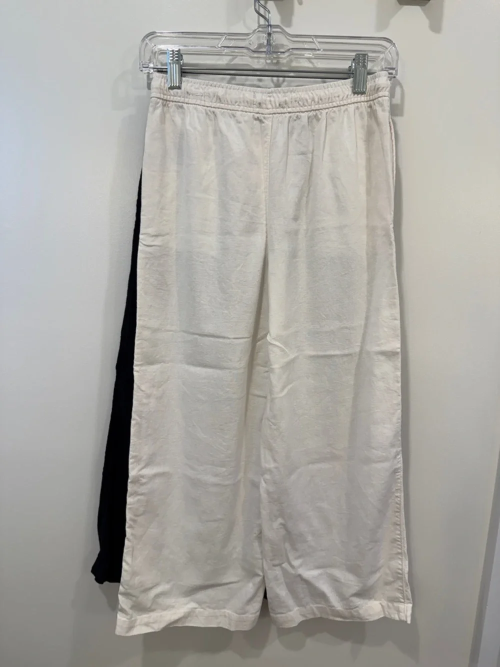 Old Navy Girls Wide Leg Linin Pants Cream Black Set Elastic Waist Pull-On - Picture 10 of 12
